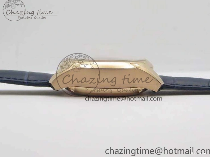 0128 QuickDry De Ville Chronograph RG OMF 1:1 Best Edition Blue Dial On Blue Leather Strap A 8107